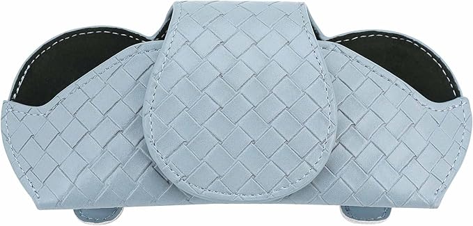 KINIVA Sunglasses Holder for Car Visor Leather Glasses Case with Clips for Car Visor Automotive Interior Visor Accessories Apply to All Car Models (09 Blue)