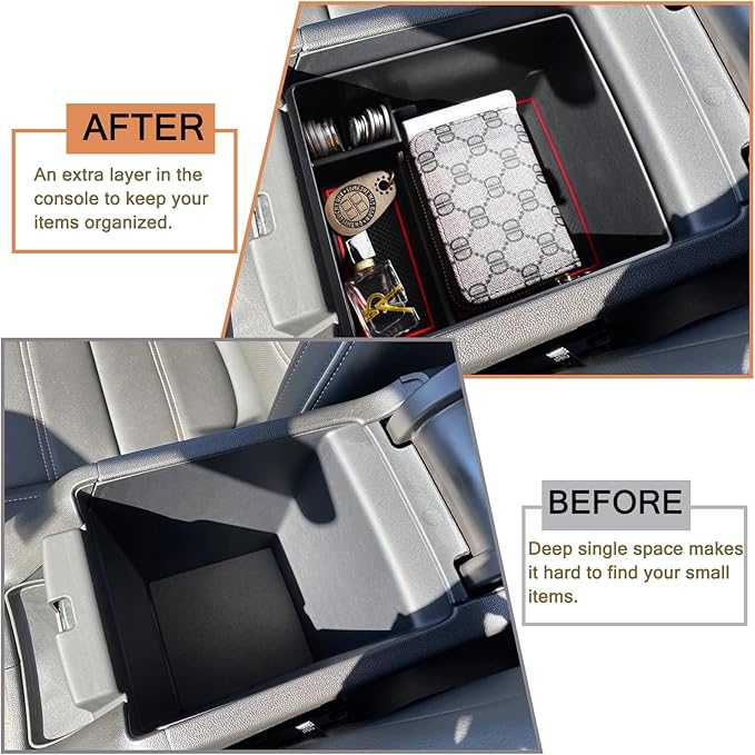HGWEI Compatible with GMC Acadia Center Console Organizer 2017-2019 2020 2021 2022 2023 Acadia SL SLE SLT Denali AT4 Interior Accessories, ABS Armrest Storage Box Insert Tray, Red