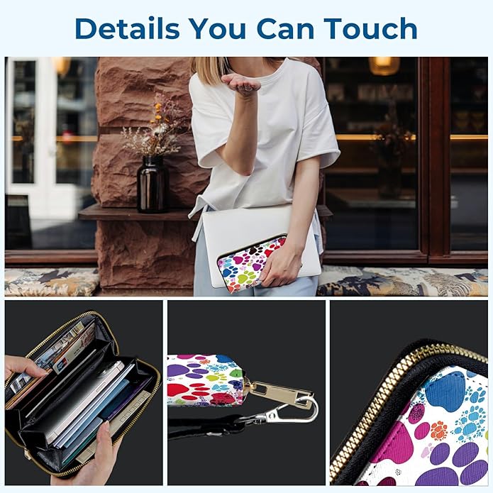 Wristlet Wallet for Women, RFID Blocking Phone Wallet, Large Capacity Zip Around Clutch, Fits iPhone 15 Pro Max, Travel Organizer Purse