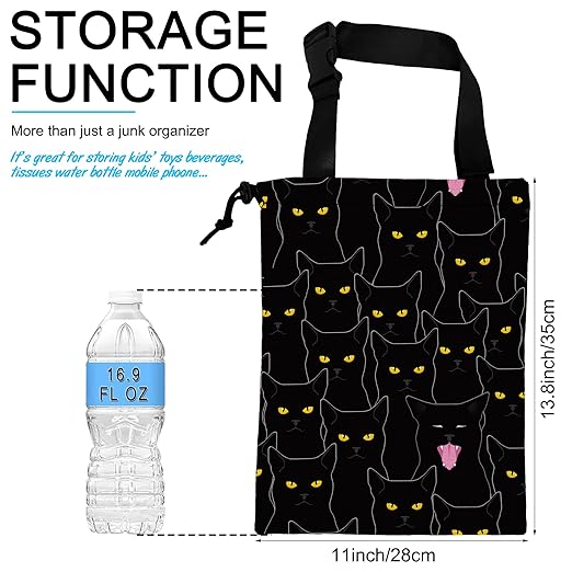 Car Trash Bag Hanging Black Cats Car Trash Can Waterproof Garbage Bag Hanging for Car Back Seat