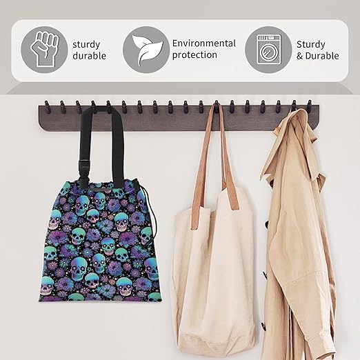 Car Trash Bag Large Hanging Can for Back of Seat, Cute Waterproof Car Garbage Bag for Vehicle, Travelling, Outdoor Colorful Purple Skull Floral