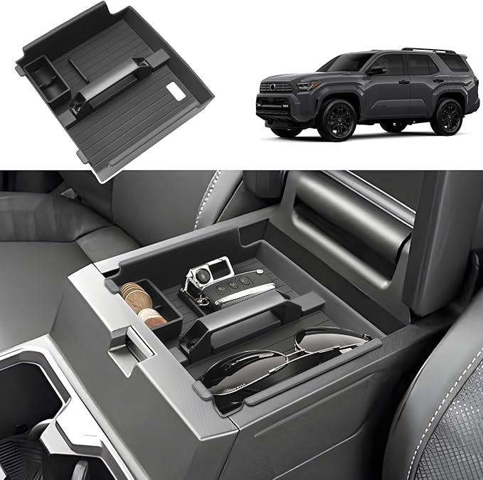 2025 2026 4Runner Center Console Organizer for Toyota 4Runner (All Trims), with Small Handle&Coin Holder, Durable ABS Plastic Console Tray Insert 2026 2025 4Runner Interior Accessories