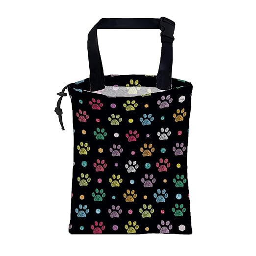Car Garbage Bag Colorful Paw Prints and Diamond Drawstring Car Trash Bag Hanging for Back Seat with Adjustable Buckle Canvas Vehicle Trash Can Easy-to-Install