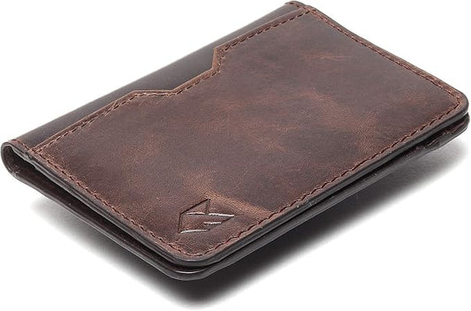 FOXHACKLE Full Grain Leather Credit Card Holder for Men and Women, Slim Bifold RFID Blocking Wallet, Thin Front Pocket Minimalist Wallet, Small Card Case.