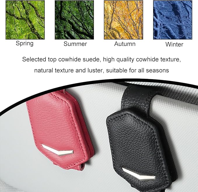 KVAEY Sunglasses Holders for Car Sun Visor, Magnetic Auto Visor Eyeglasses Holder Ticket Card Clip, Multifunctional Leather Sun Visor Glasses Hanger Mount Clip, Car Accessories (Black)
