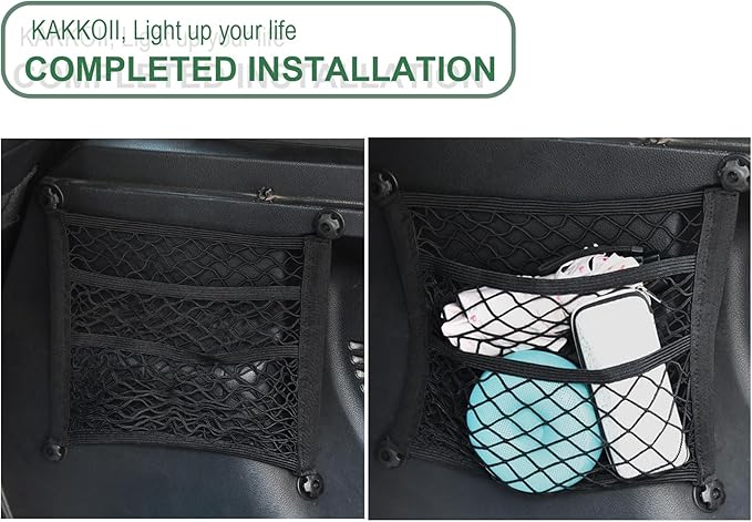 3 Layer Small Cargo Net,Cargo Storage Pocket Net, Mesh Elastic Pouch Organizer with Mounting Screws Hooks for Car,Rv, Trunk,Boats,SUV, Truck (2 Pack,11.8 x 9.8Inch,30 x25cm)