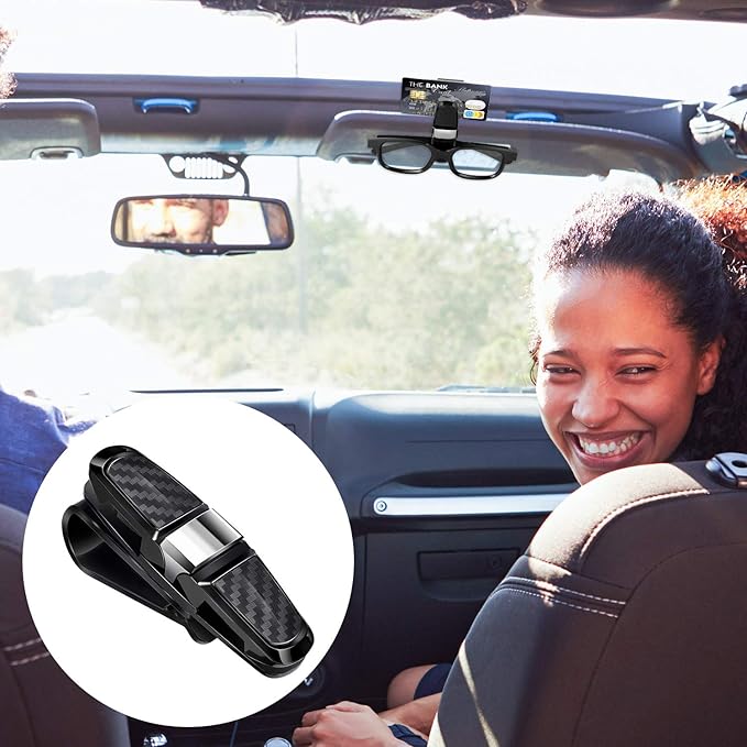 Boao 4 Pcs Sunglasses Holders for Car Sun Visor, Glasses Ticket Card Clip Mount Hanger, Double-Ends Clip 180 Degree Rotational Car Visor Accessories(Silver)
