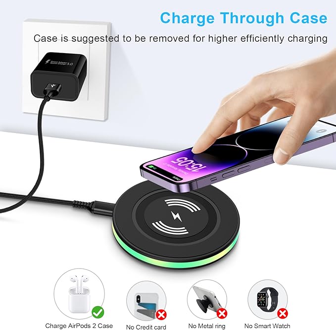 Samsung Wireless Charger Fast Charging Pad Android Phone Charger Pad Station for Samsung Galaxy S25 S24 Ultra S24+ S24 S23 S22 S21 S20 S10,iPhone 16 15 Pro Max Plus 14 13 12,Google Pixel 9 8 Pro 8 7