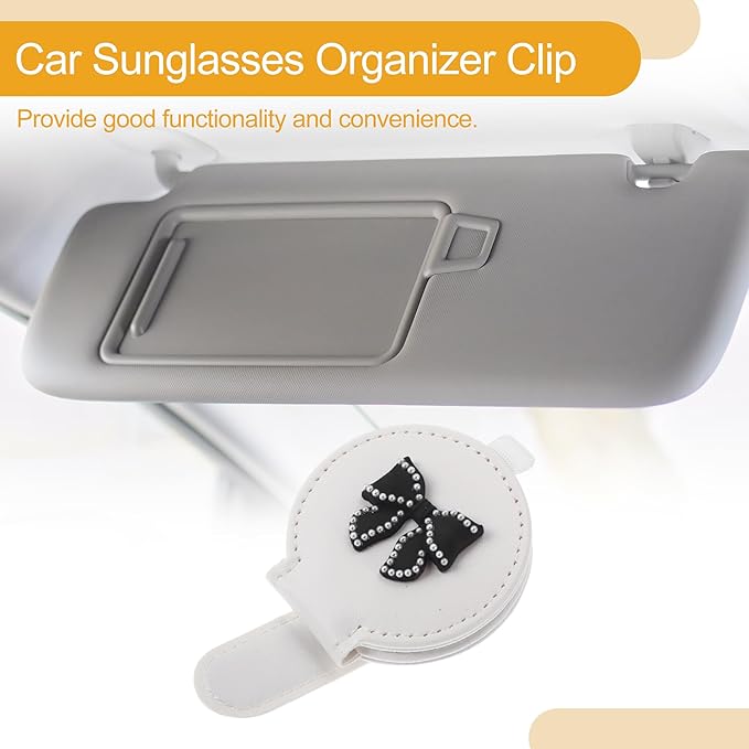 Car Sunglasses Clip Magnetic Universal Sun Visor Eyeglasses Protective Storage Clip PU Leather 10x6cm 1 Pcs