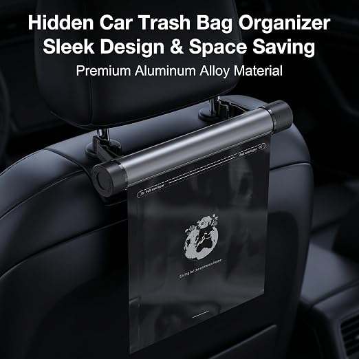 Rolling Dispenser Car Trash Can - Aluminum Alloy Rotary Storage, Magnetic Hanging Waterproof Garbage Bag,Auto Accessories for Travel