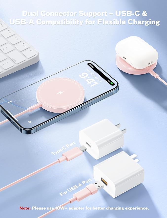 Bohuma Magnetic Wireless Charger: Mag-Safe Charging Pad Fast Charger Pad Dock for Home Office
