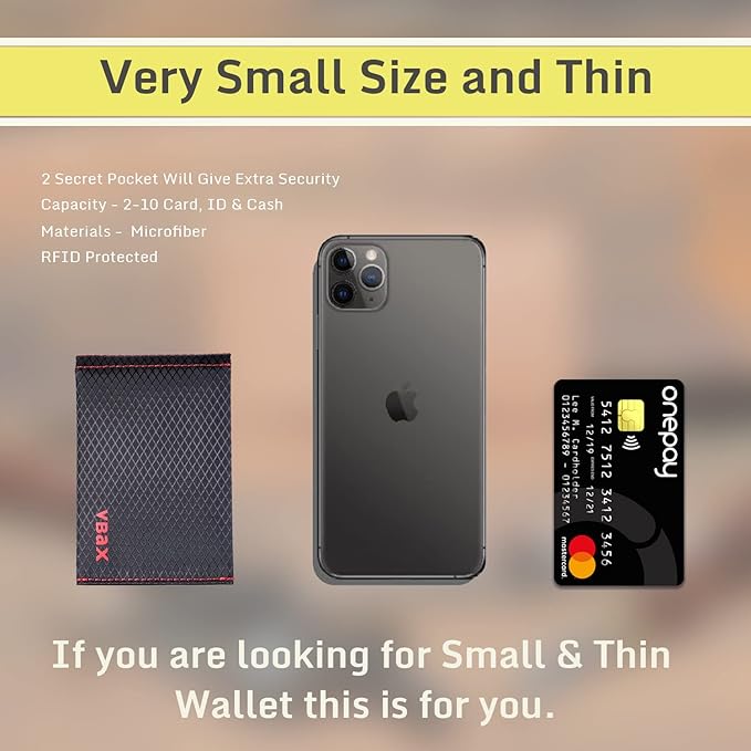 Minimalist RFID Blocking Slim Wallet for Men – Waterproof Microfiber Front Pocket Bifold Card Holder – Holds 10 Cards & Cash, Arctic Blue Edition