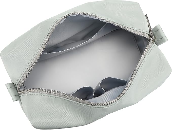 Organizer Bag Lightweight Cosmetic Bag with Ring Clasp Perfect Travel Makeup Bag for Women nylon Stand Up Design (Grey/Nylon)