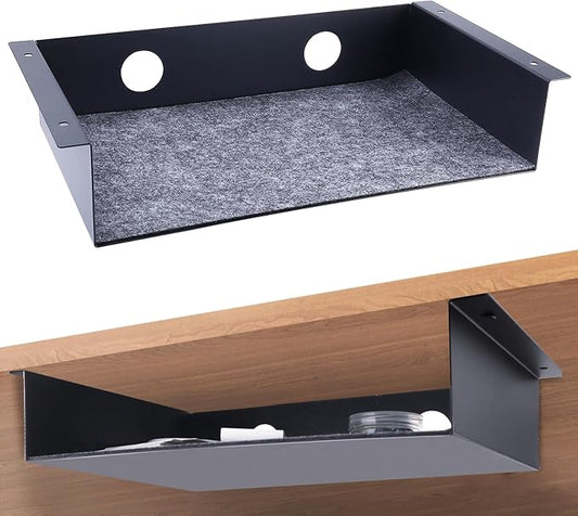 Under Desk Storage Shelf, Steel Under Desk Tray Mountable Add-On Shelf for Table Office Desk, Large (Pack of 1)