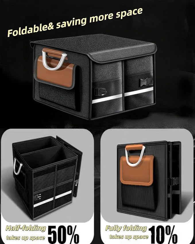 Car Trunk Organizer for SUV, Foldable Car Organizers and Storage, Car Accessories 36L，Orange