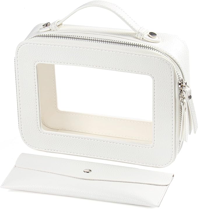 EcoVision Clear Makeup Bag, Travel Cosmetic Accessory Bag, Toiletry Organizer Bags for Women, Portable Waterproof Zipper Cosmetic Bag with Transparent Window
