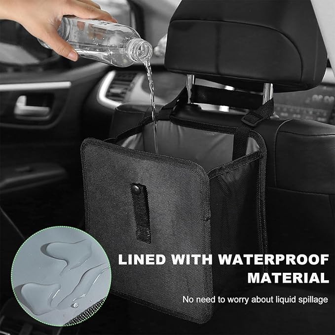 KVAEY Car Trash Can, Oxford Cloth Foldable Garbage Bin Waterproof Auto Trash Bag Organizer, Multipurpose Leak-Proof Large Capacity Hanging Garbage Can Storage Bag for Car Seat (Normal)
