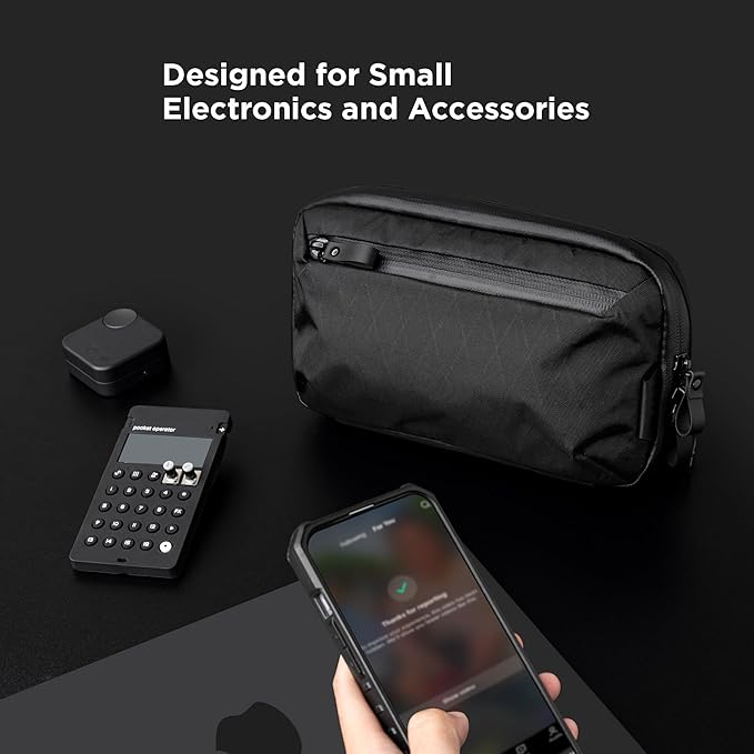 ALPAKA Elements Tech Case Mini - Compact Electronics Organizer, Small Cable Bag for Chargers and Earbuds, Phone Pouch, Travel Accessory Case, Crossbody Sling, Black X-Pac VX42