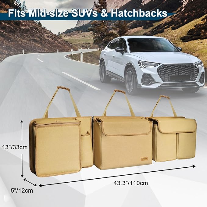 Deluxe Trunk and Backseat Organizer for Medium or large size SUVs & RVs, Detachable Storage Modules with Built-in Cooler, Patent Pending