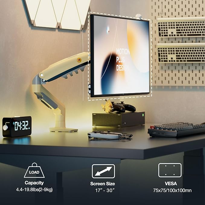 Monitor Mount,Fits 17-30" or Bigger Computer Monitors(Within 19.8lbs), Adjustable Stand with Tilt Rotation Swivel Function, Desk Mount F80 Series (Lava Yellow)