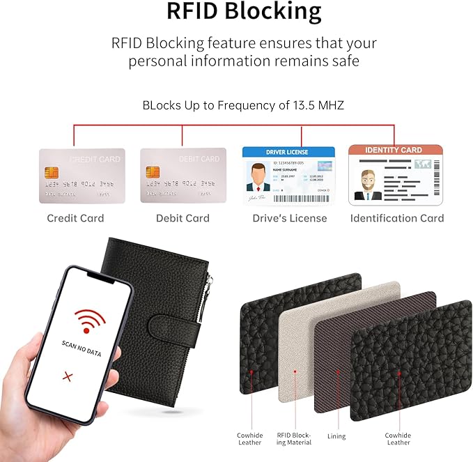 Passport wallet and Card Slot Combo RFID Blocking Slim Leather Travel Passport Wallet for Men and Women with Zippered Coins Pocket Passport holder,Black
