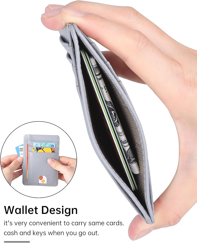 Teskyer Slim Wallet for Men, Minimalist Front Pocket RFID Blocking Leather Wallet Credit Card Holder for Men & Women
