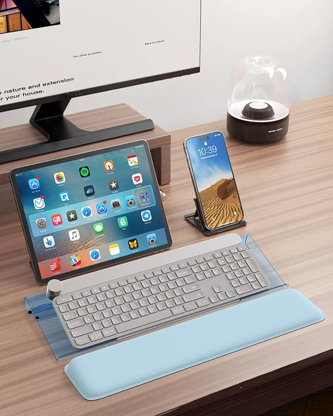 Computer Keyboard Stand for Desktop, Ergonomic Keyboard Wrist Rest 2-Level Height Adjustment, Non-Slip Key Board Riser Pad for Office, Gaming, and Home Desks
