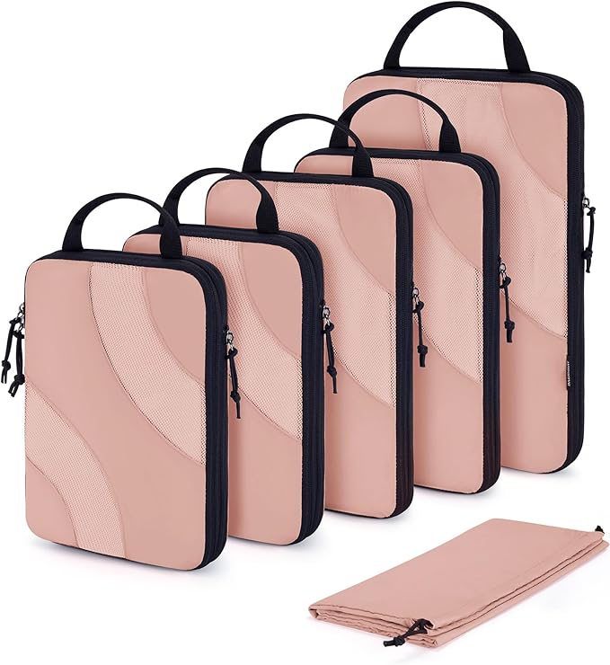 BAGSMART Compression Packing Cubes, 6 Set/4 Set/2 Set Travel Packing Cubes for Carry on Suitcases, Compression Suitcase Organizers Bag Set & Travel Cubes for Luggage, Lightweight Packing Organizers