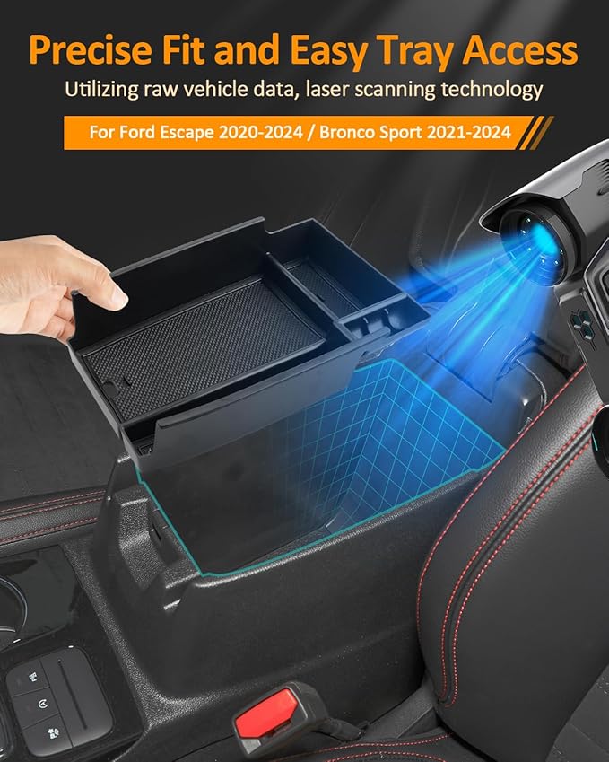 CDEFG for 2022-2025 2026 Ford Escape/Bronco Sport Accessories Center Console Organizer Tray Armrest Storage Middle Insert