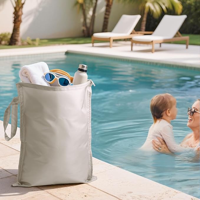 RelaxScene Wet Dry Bags Water Resistant - 2 Pack Reusable Waterproof Wet Dry Bag for Swimsuits & Baby Clothes - Leakproof Storage Pouch Bag for Travel & Baby Diaper - Travel Laundry Daycare Bags