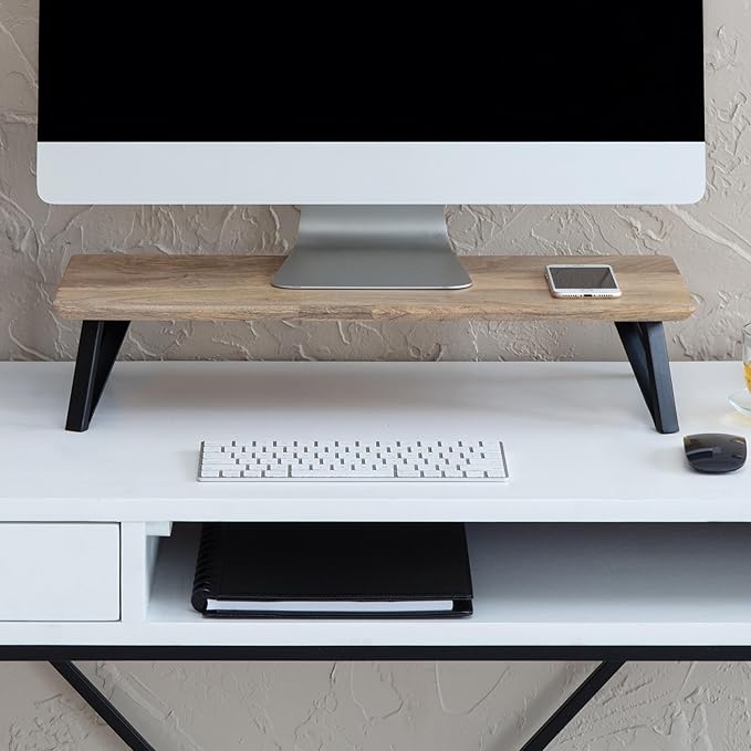 Anji Mountain Monitor Stand - Desktop Organizer & Laptop Riser, Ergonomic Monitor Riser, Space-Saving Monitor Stand for Desk, Durable Construction, Easy Assembly, Ideal for Home & Office,Natural