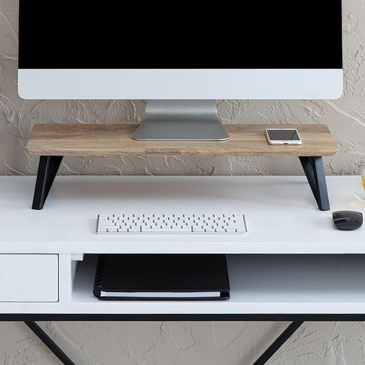Anji Mountain Monitor Stand - Desktop Organizer & Laptop Riser, Ergonomic Monitor Riser, Space-Saving Monitor Stand for Desk, Durable Construction, Easy Assembly, Ideal for Home & Office,Natural