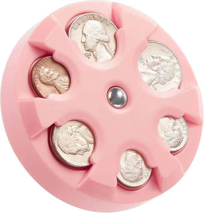 JOYTUTUS Coin Holder, Portable Coin Change Organizer, Universal Coin Storage Coin Holder for Car, Wallets, Pockets (Pink) (Pack of 2)