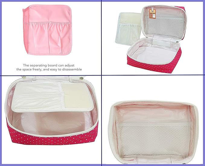 atorakushon Travel Makeup Train Case Cosmetic Organizer Portable Artist Storage Bag Zipper Pouch with Adjustable Divider for Women Girls Gifts Water-Resistant Daily Storage Organzier (Pink)