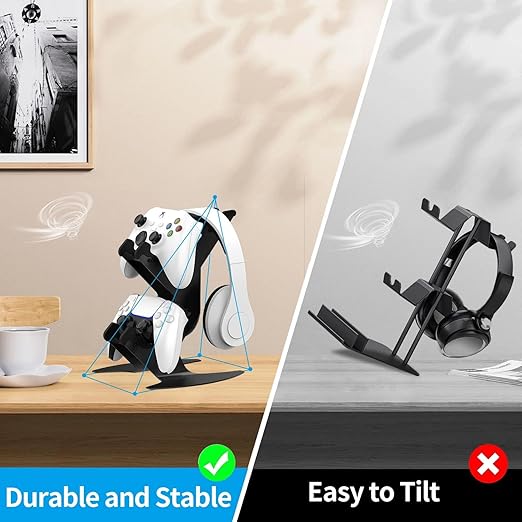 DOYO Controller Stand Organizer for Desk, Universal Headphone Stand for Xbox PS5 PS4 Switch, Headset Holder & Desk Mounts, Gaming Desk Accessories Controller Holder, Gaming Equipment Headset Holder