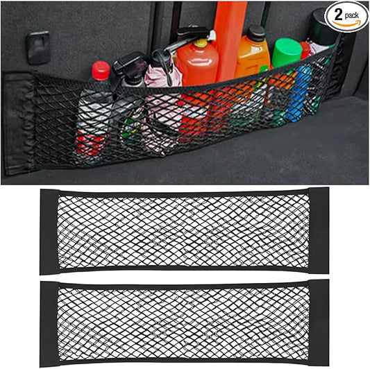 Mandark 2PCS Mesh Cargo Net for Car Trunk Storage, Elastic Vehicle Wall Sticker Organizer Net, 9.8 * 7.8 Inch Adjustable Auto Interior Storage Pouch Bag, Universal for SUV, Truck, RV