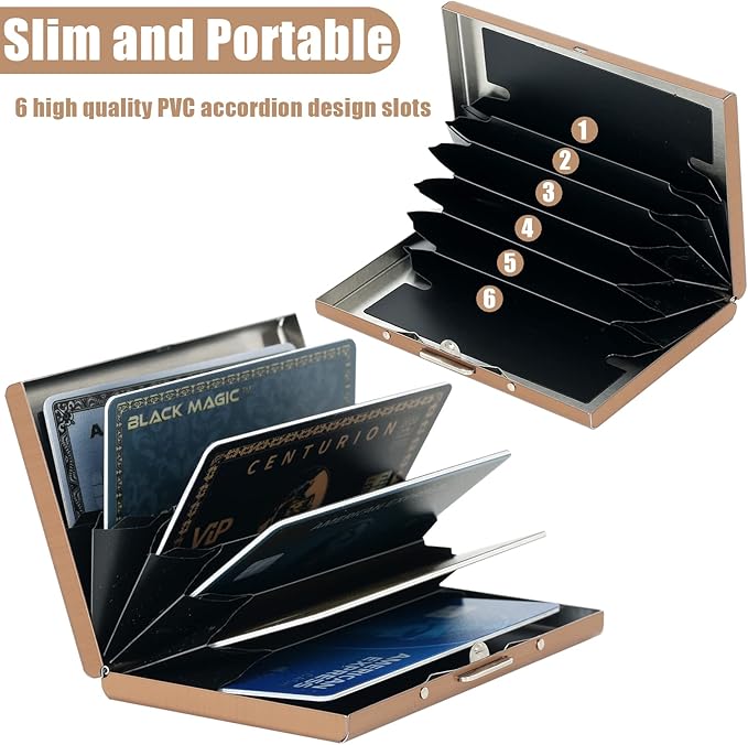 BONSYL® Credit Card Holder, RFID Blocking Slim Metal Credit Card Wallet, with Card Slots, for Women and Men. | RFID Blocking, Slim, 6 Card Slots