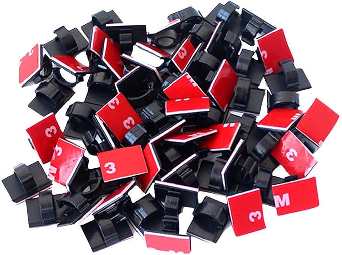 Adhesive Cord Organizer, Management 3M Cable Ties Wire Clips Organizer Cable Clamp Holders for Desk Car Tables PC Laptop TV Home Office Walls (0.80"x0.6", 100pcs, Black)