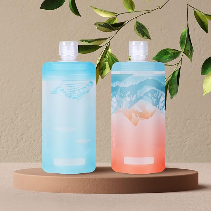 PACKISM 15 Pack Travel Pouches for Toiletries, 3 oz TSA Approved Liquid Containers, Leak Proof Squeeze Bags for Cruise & Camping, Space Saving Refillable Carriers, Colorful Mountain Cruise Ship