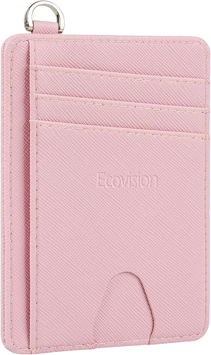EcoVision Slim Minimalist Front Pocket Wallet, RFID Blocking Credit Card Holder Wallet with Detachable D-Shackle for Men Women