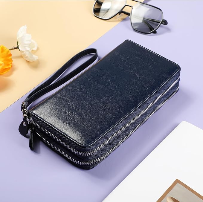 Lavemi Small Compact Women Wallet RFID Blocking Genuine Leather Bifold Purse with ID Windows