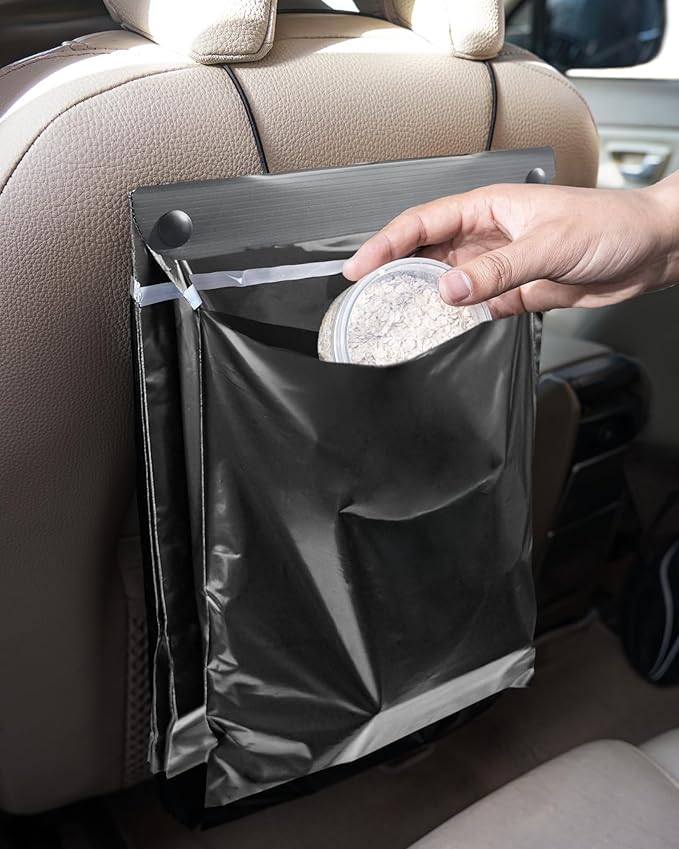 Disposable Car Trash Bags Hanging (Set of 15, Black) - Large 15 x 12Inches, Recycled Car Garbage Bags with Leak-proof & Smell-proof, Multipurpose Automobile Trash Container Perfect Car Fit