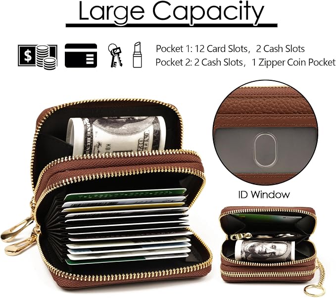 imeetu Rfid Credit Card Holder,Genuine Leather Businese Card Case,Rfid Blocking Wallet for Women & Men