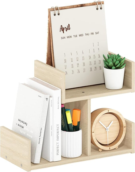 Furinno HERMITE Desk File Folder Organizers, 3-Shelf Desktop Office Organization Racks, Desk Top Display Book Shelf, for Paper, Office Supplies, Magazine, Bauhaus Oak