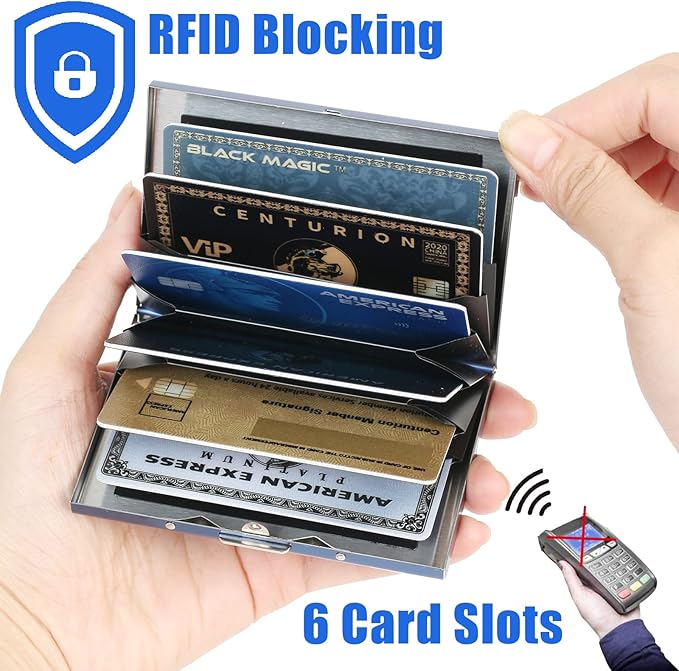 BONSYL® Credit Card Holder, RFID Blocking Slim Metal Credit Card Wallet, with Card Slots, for Women and Men. | RFID Blocking, Slim, 6 Card Slots