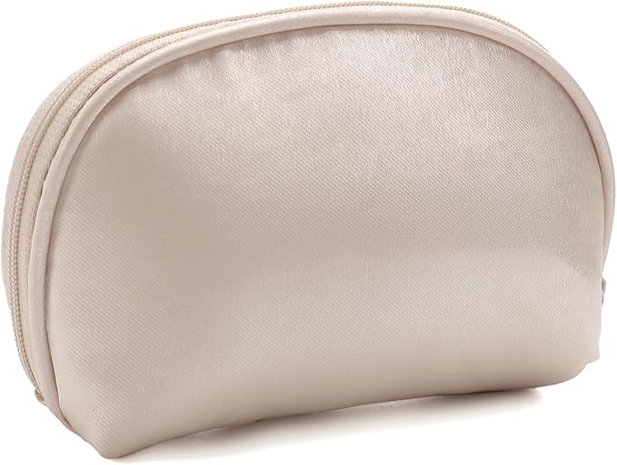 Half Moon Makeup Bag for Purse Cosmetic Pouch for Women Portable Zipper Cosmetic Case with Compartments