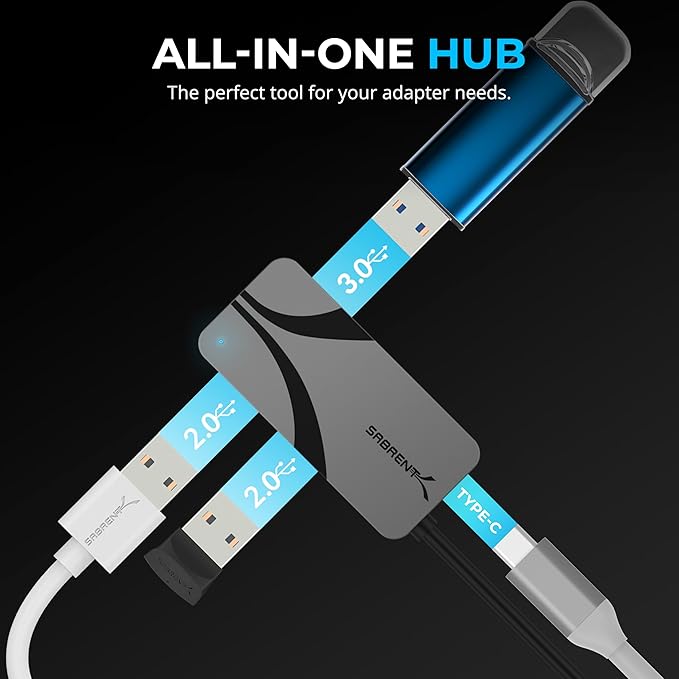 SABRENT USB-C Hub, 3-Port with 100W Power Delivery, 5Gbps USB-A & USB-C Ports, USB PD 3.0 for Laptops, Steam Deck, ROG Ally, Tablets, Phones (HB-C4WP)