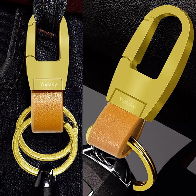 Key Chain Leather Heavy Duty Car Keychain for Men and Women 2 Pack