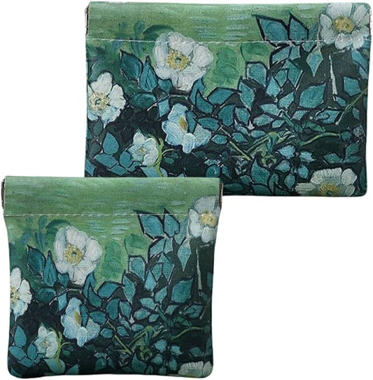 Better-Love 2 Pack Small Makeup Bag for Purse, PU Leather Cosmetic Pouch & Coin Purse Organizer, Purse Pouches for Inside Purse Organization, Snap Closure Mini Makeup Pouch Set for Women