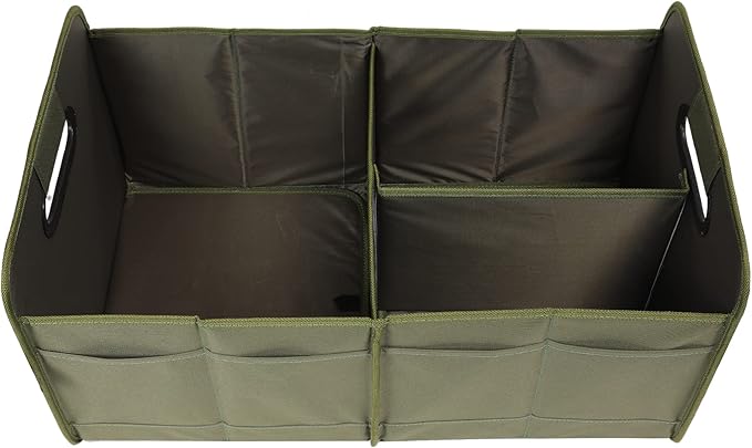 AOKJOY Car Trunk Organizer, Green, Foldable, Non-slip, Adjustable, Multiple Compartments, 600D Oxford Cloth Material